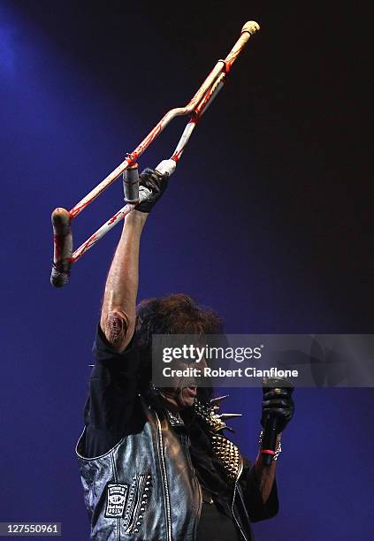 Alice Cooper performs on stage at the Palais Theatre on September 29, 2011 in Melbourne, Australia.