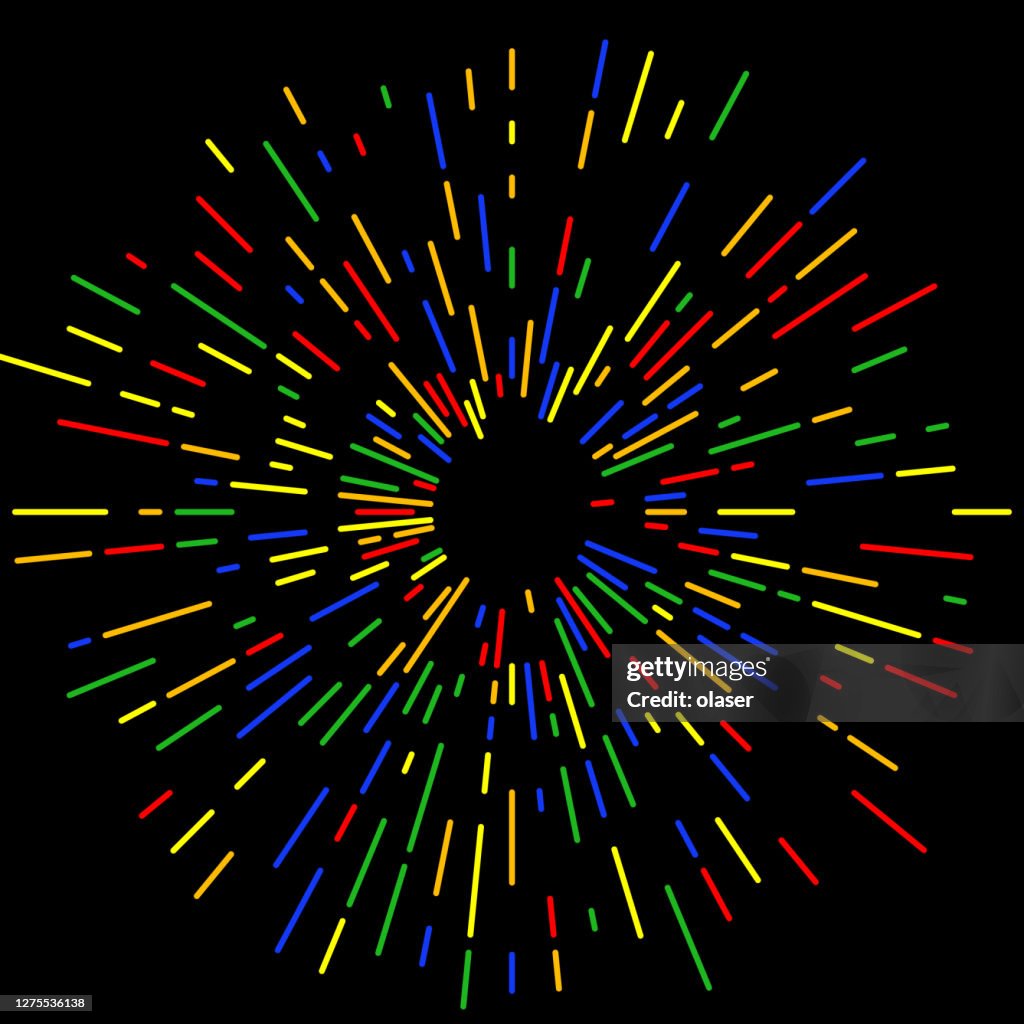 Small Rounded Colored Line Colorful Limited Radial Lines With Rounded Ends On Black High-Res ...