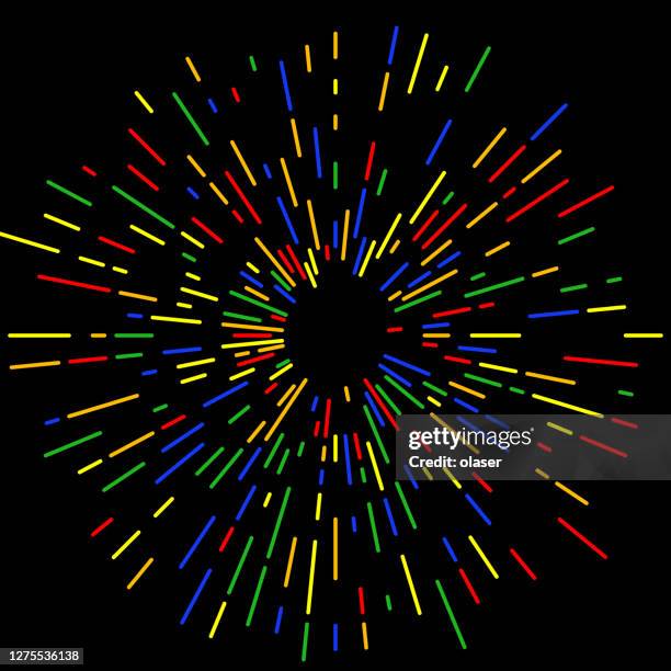 Long Round Line Colorful Limited Radial Lines With Rounded Ends On Black High-Res ...