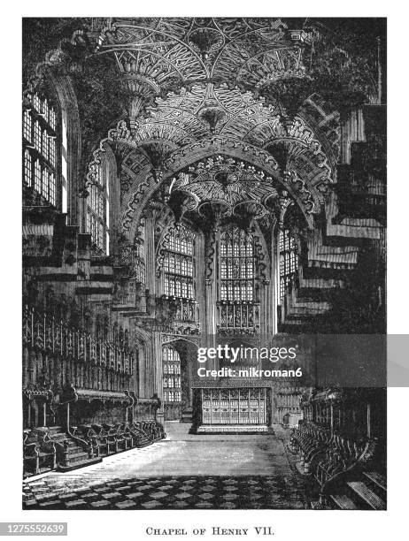 portrait of chapel of henry vii king of england and lord of ireland - chapel stock pictures, royalty-free photos & images