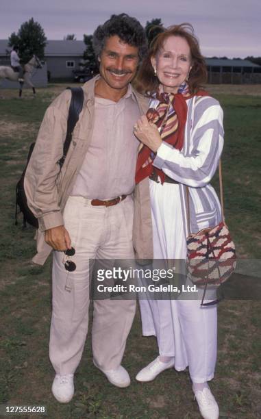 Actress Katherine Helmond and husband David Christian attend Cartier Celebrity Polo Match on July 28, 1990 in Bridgehamton, New York.