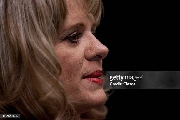 Erika Buenfil during the press Conference play "Mujer busca hombre impotente para ser feliz" at the Theatre July 11th on september 26, 2011 in Mexico...