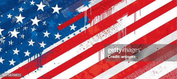 distressed usa abstrakte grunge flagge - american flag texture stock-grafiken, -clipart, -cartoons und -symbole