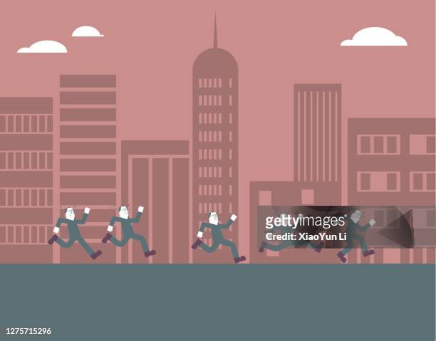 a group of businessmen ran on the street. - li xiao ran stock illustrations
