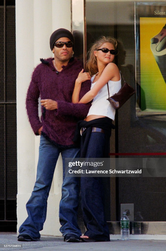 Lenny Kravitz and young girlfriend Devon Aoki on Madison Avenue, NYC