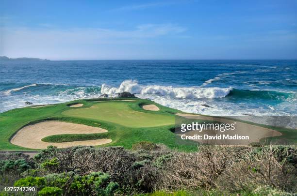 General view of the 7th hole at Pebble Beach Golf Links during the 1991 AT&T Pebble Beach National Pro-Am held during February 1991 in Pebble Beach,...