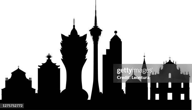 macao (all buildings are complete and moveable) - selective focus office stock illustrations