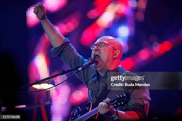 Singer Herbert Vianna performs on stage during a concert in the Rock in Rio Festival on September 29, 2011 in Rio de Janeiro, Brazil. Rock in Rio...