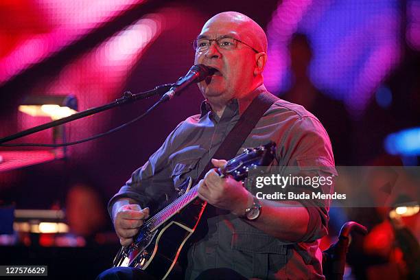 Singer Herbert Vianna performs on stage during a concert in the Rock in Rio Festival on September 29, 2011 in Rio de Janeiro, Brazil. Rock in Rio...