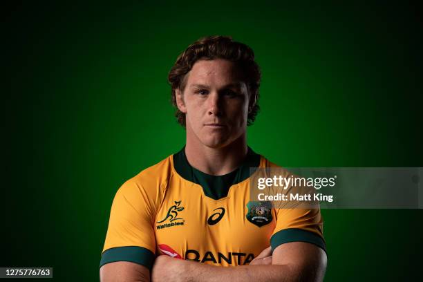 Michael Hooper poses during the Australian Wallabies portrait session at the Crowne Plaza on September 21, 2020 in the Hunter Valley, Australia.