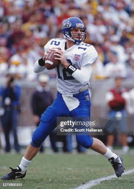 Spence Fischer#12, Quarterback for the Duke University Blue Devils during the NCAA Atlantic Coast Conference college football game against the...