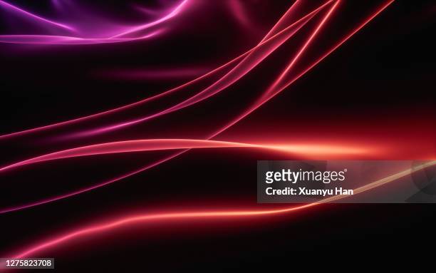 abstract purple and red wave on black background - effetto luminoso foto e immagini stock