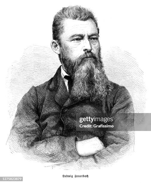 ludwig andreas von feuerbach portrait 1872 - ludwig feuerbach stock illustrations