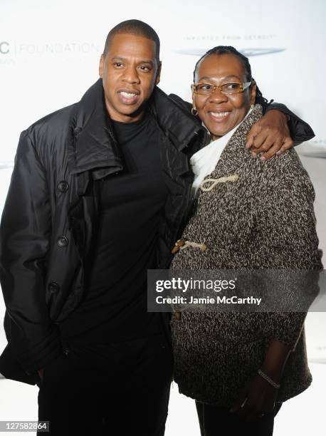 Jay-Z poses with his mother, Gloria Carter during an evening of "Making The Ordinary Extraordinary" hosted by The Shawn Carter Foundation at Pier 54...