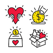 Charity and Donation Line Icons