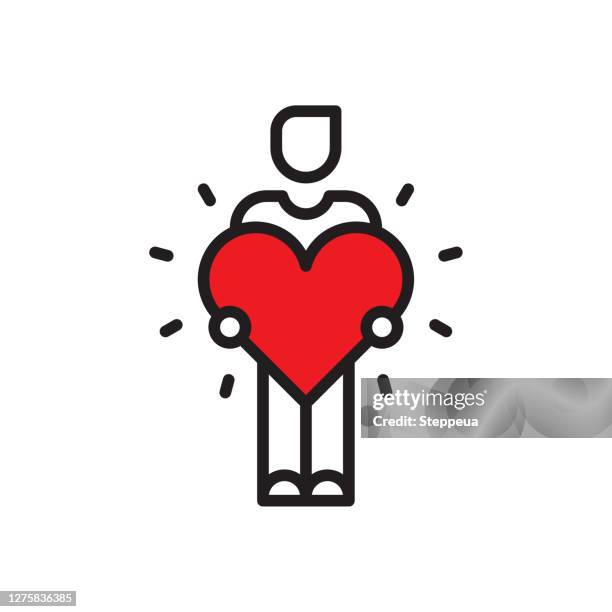 ilustrações de stock, clip art, desenhos animados e ícones de man with a big heart - consoling