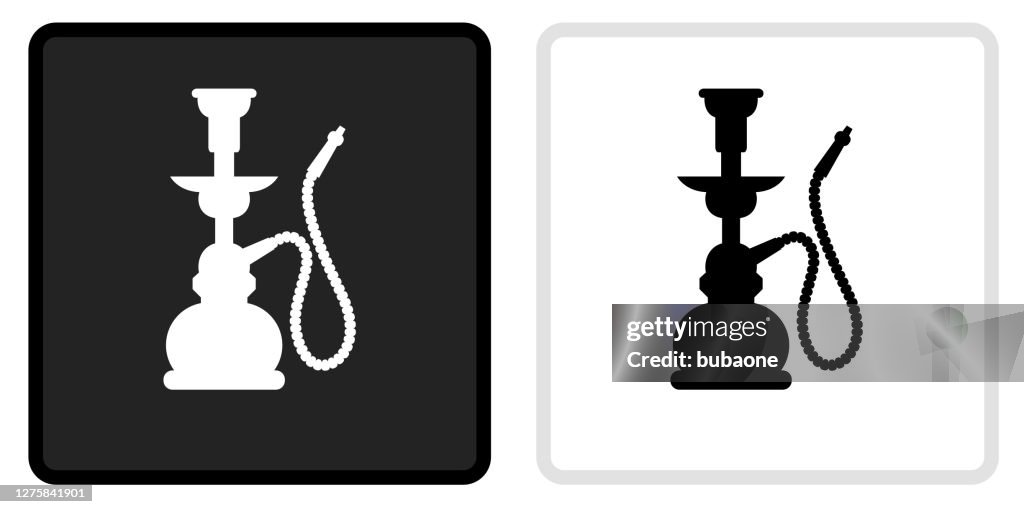 Hookah Icon on Black Button with White Rollover