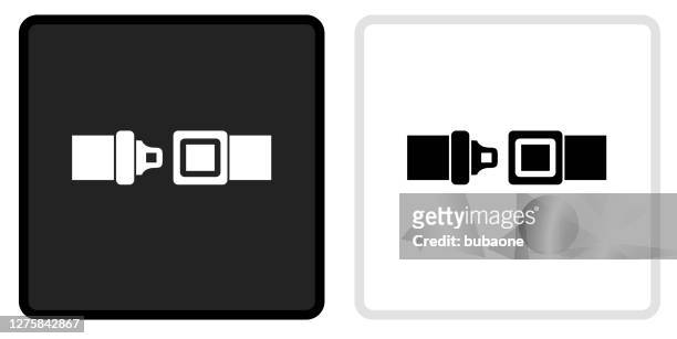ilustrações de stock, clip art, desenhos animados e ícones de buckle up icon on  black button with white rollover - fivela