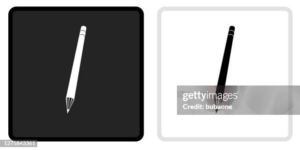 sharp pencil icon on black button with white rollover - sharpened pencils stock illustrations