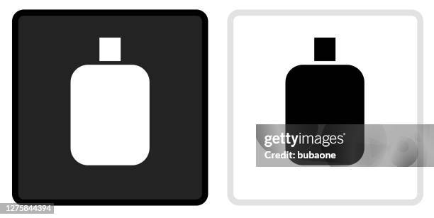 cream bottle icon on  black button with white rollover - aftershave stock illustrations