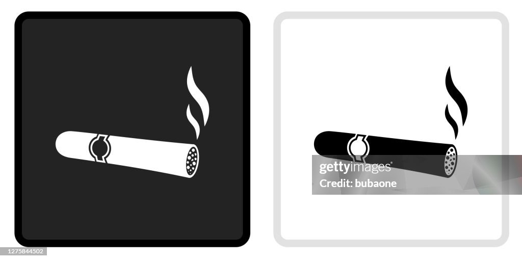 Cigar Icon on Black Button with White Rollover
