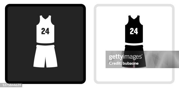 basketball uniform icon on black button with white rollover - white shorts stock illustrations