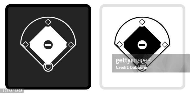 baseball field icon on  black button with white rollover - baseball diamond stock illustrations