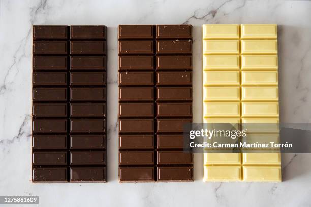 a row of chocolate bars - chocolate bar stock pictures, royalty-free photos & images