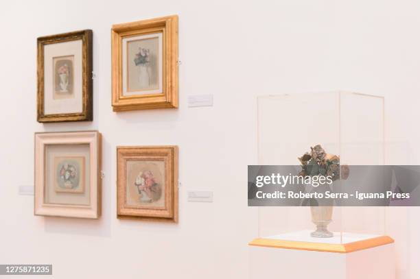 Italian artist Giorgio Morandi "il Fascino Sefreto dei Fiori" exhibirion preview at Museo Morandi on September 23, 2020 in Bologna, Italy.