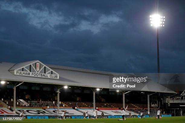 General view inside the stadium ahead of the Carabao Cup third round match between Fulham and Sheffield Wednesday at Craven Cottage on September 23,...