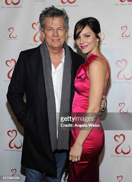 Producer David Foster and singer/songwriter Katharine McPhee attend the Jane Seymour Open Hearts Foundation Inaugural Celebration at a Private...