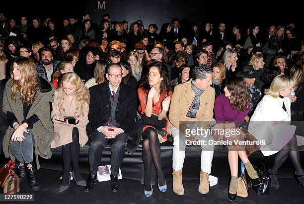 Bianca Brandolini d'Adda, Franca Sozzani, Coco Brandolini d'Adda, Stefano Tonchi and Delfina Delettrez Fendi attend the Fendi fashion show as part of...