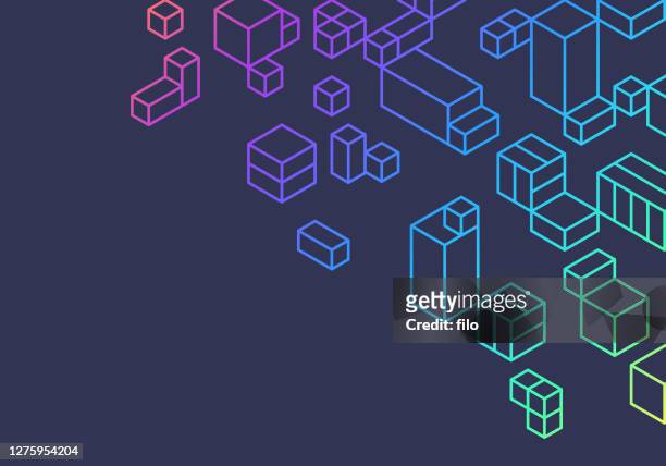 abstract boxes cubes background design - technology stock illustrations