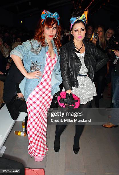 Paloma Faith and Marina Diamandis seen at the Ashish show at London Fashion Week Autumn/Winter 2011 on February 22, 2011 in London, England.