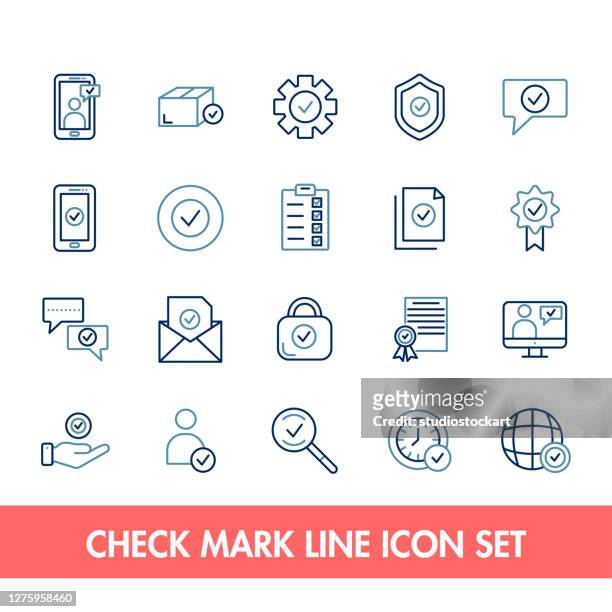 stockillustraties, clipart, cartoons en iconen met de pictogramset van de markeringen controleren. - certificate icon