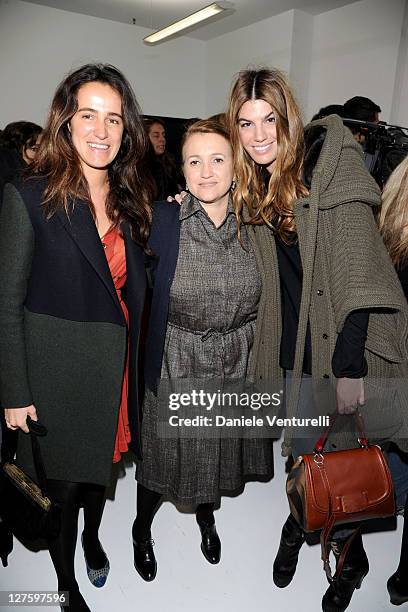 Coco Brandolini D'Adda, Silvia Venturini Fendi and Bianca Brandolini d'Adda attend the Fendi fashion show as part of on Milan Fashion Week Womenswear...