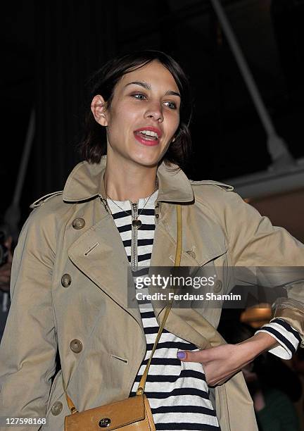 Alexa Chung seen at the front row at the Unique show at London Fashion Week Autumn/Winter 2011 on February 20, 2011 in London, England.