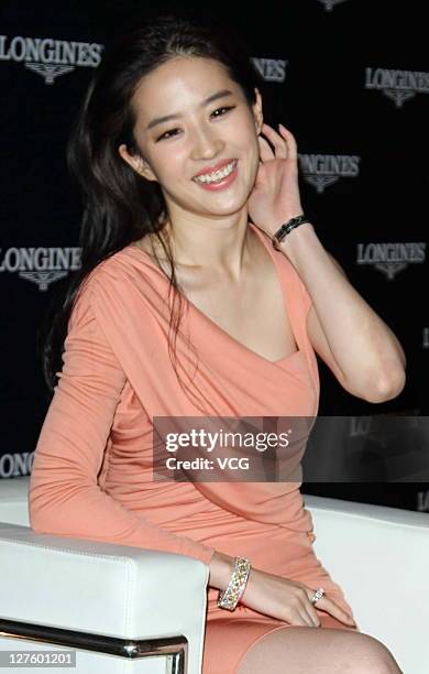Liu Yifei attends Longines press conference on September 29, 2011 in Shanghai, China.