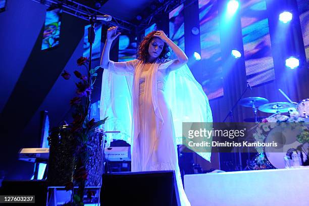 Florence Welch of Florence and the Machine performs onstage at the 19th Annual Elton John AIDS Foundation Academy Awards Viewing Party at the Pacific...