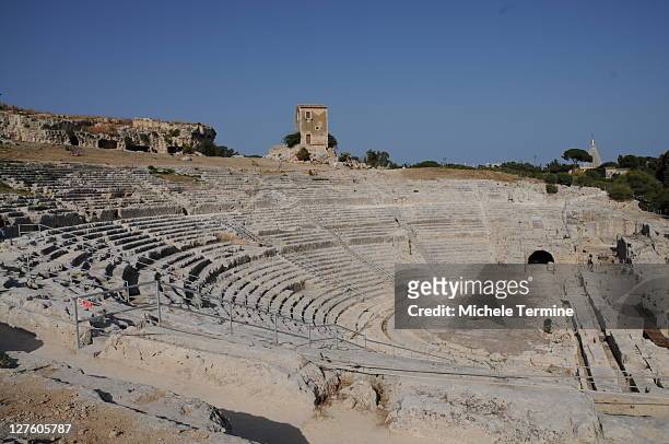 greek theatre of siracusa - teatro greco taormina bildbanksfoton och bilder