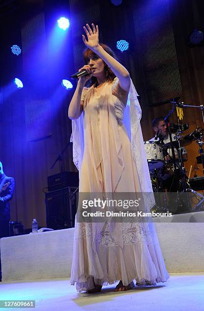 Florence Welch of Florence and the Machine performs onstage at the 19th Annual Elton John AIDS Foundation Academy Awards Viewing Party at the Pacific...