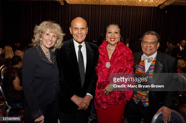Pamela Frank, Harry Belafonte, Carolyn Young and Andrew Young attend the 2011 National Academy of Television Arts & Sciences Trustees Emmy Award...