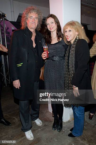 Brian May, Sophie Ellis-Bexter and Anita Dobson attend the Private View of Queen: Stormtroopers In Stilettos on February 24, 2011 in London, England.