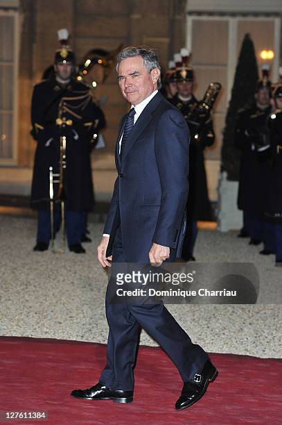 French National Assembly President Bernard Accoyer arrives to attend a state dinner with South African President Jacob Zuma and wife at Elysee Palace...