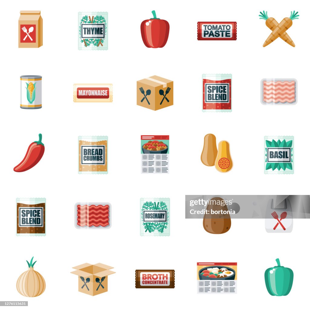 Meal Kit Ingredients Icon Set