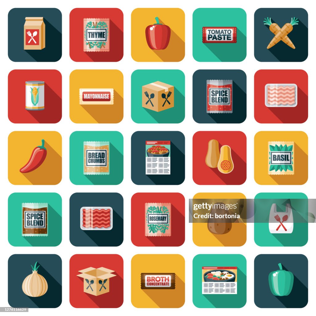 Meal Kit Ingredients Icon Set