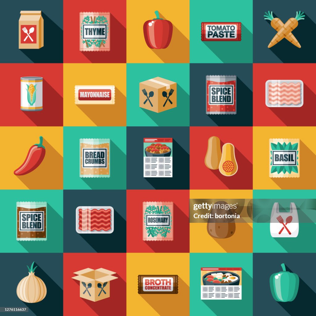Meal Kit Ingredients Icon Set