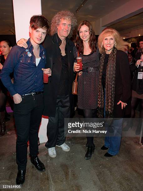 Richard Jones, Brian May, Sophie Ellis-Bextor and Anita Dobson attend the Private View of Queen: Stormtroopers In Stilettos on February 24, 2011 in...