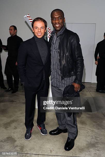Nicolo Cardi and Clarence Seedorf attend the Opening Cardi Black Box Gallery during the Milan Fashion Week Womenswear Autumn/Winter 2011 on February...