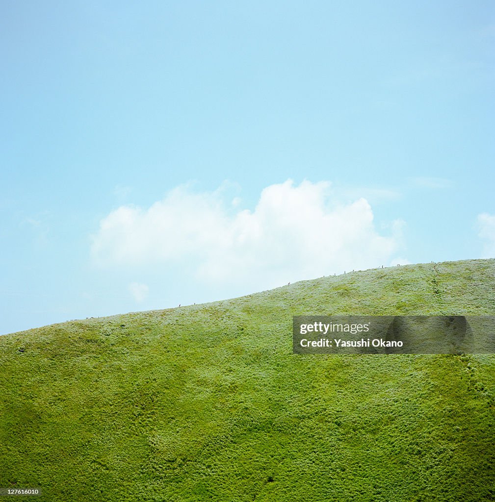 People are walking on ridgeline